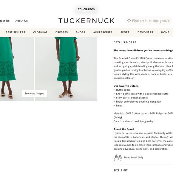 Tuckernuck Emerald Green Puff Sleeve Midi Dress - Picture 4 of 9